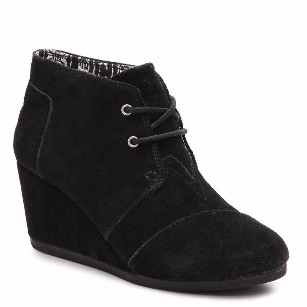 TOMS Desert Wedge Black Suede